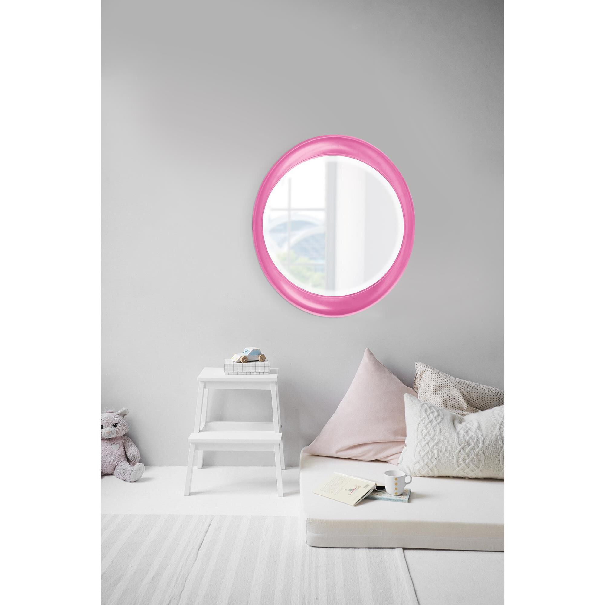 Ellipse 39 X 35 inch Glossy Hot Pink Wall Mirror